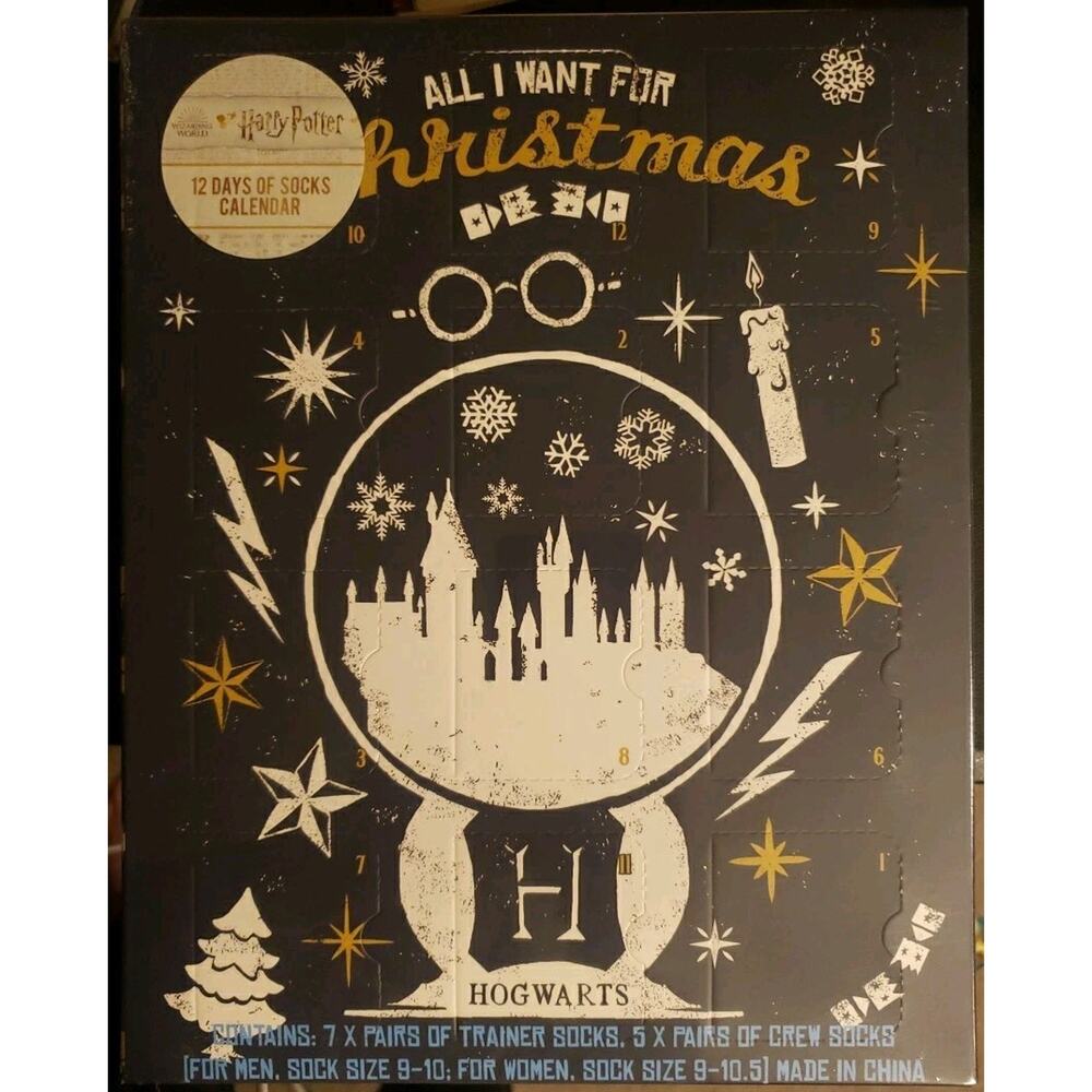 Harry Potter Advent 12 Days of Socks Calendar Hogwarts All I Want For Christmas